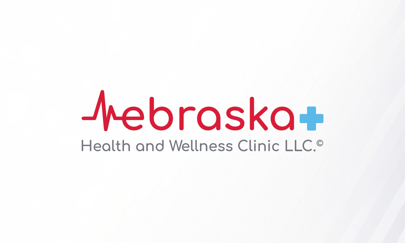 Nebraska+ health and wellness clinic logo design with heartbeat lettermark Nebraska+ health and wellness clinic logo design with heartbeat lettermark