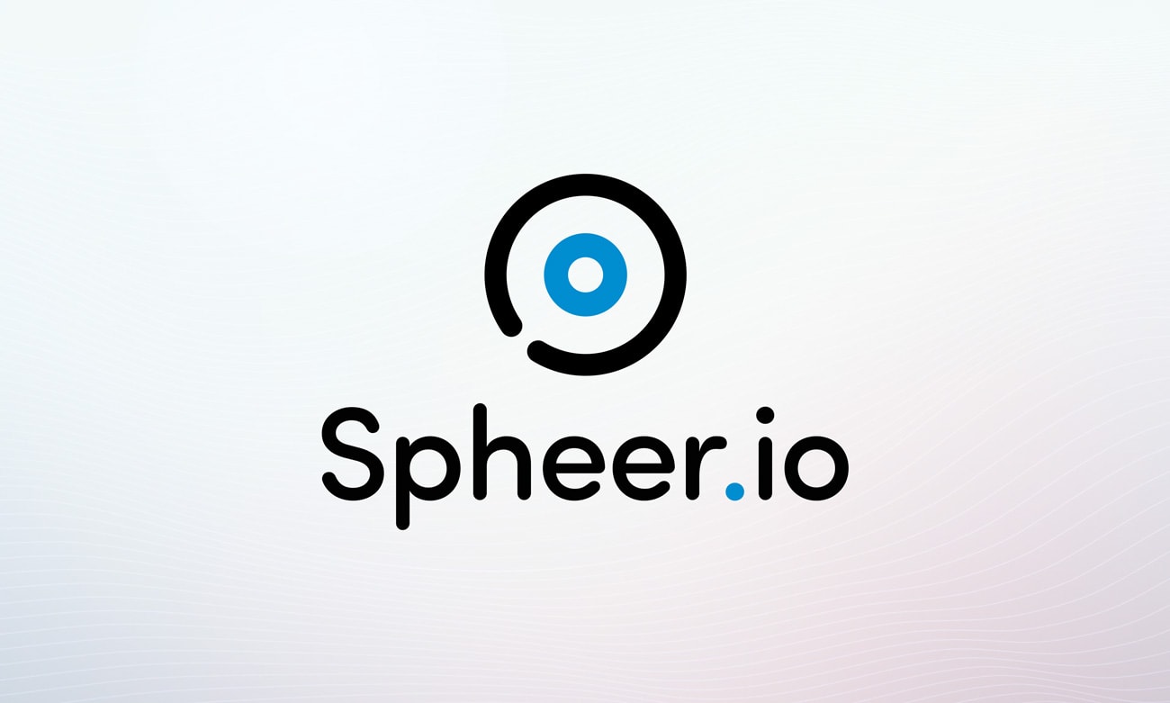 Spheer.io technology logo design with circular blue icon Spheer.io technology logo design with circular blue icon
